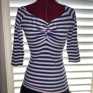 Pinup Girl Blue & White Striped Top
